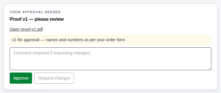 A proof waiting for approval